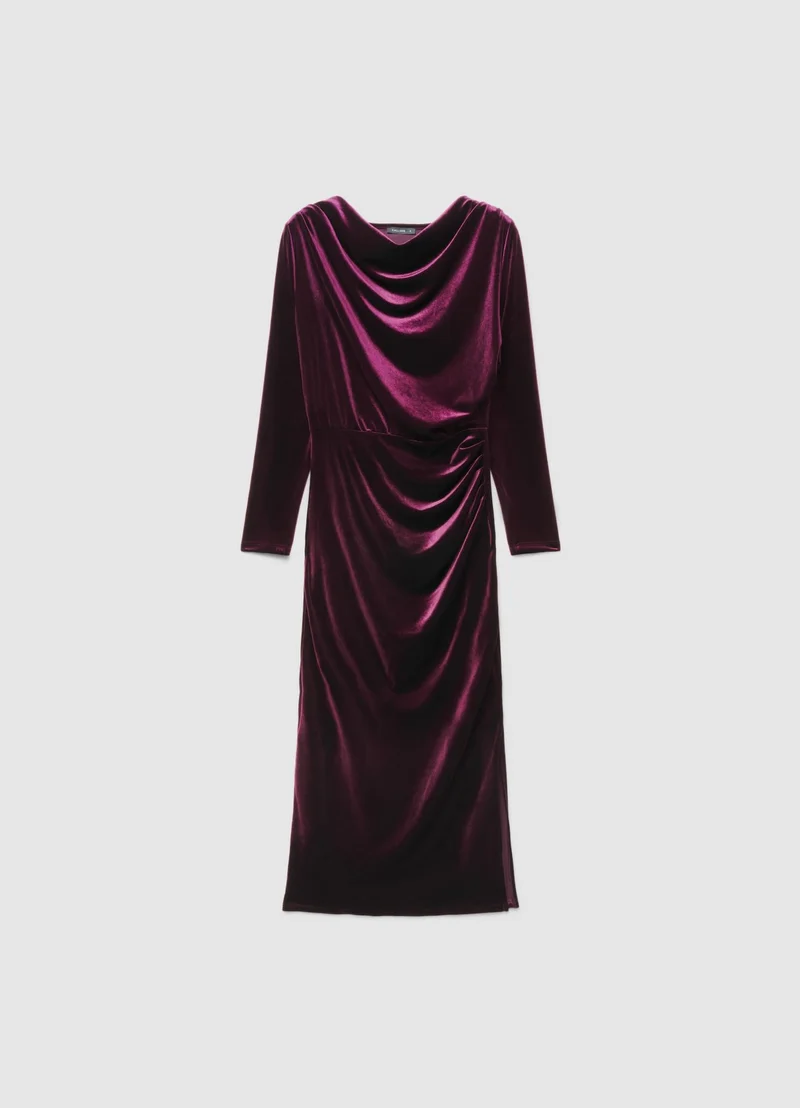Abito midi drappeggiato in ciniglia